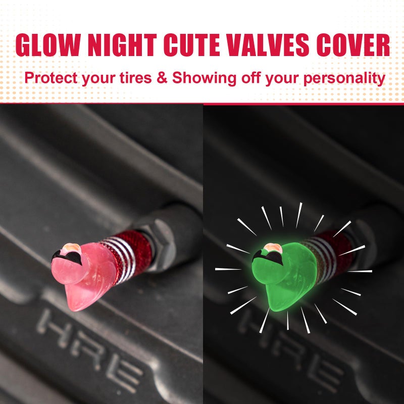 Rislobx 4Pcs Tire Valve Stem Cap Cover for Car SUV Truck, Valve Cover with Funny Duck Sunglasses, Decorative Tire Valve Caps Wheel Accessories (Red Sunglasses Duck) - Image 4